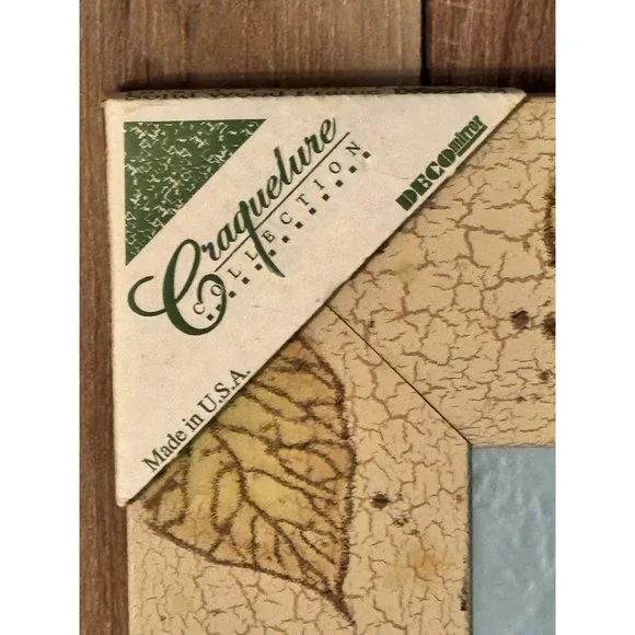 Vintage Fossil Leaves Frame 18”x24” Craquelure Collection Deco Mirror